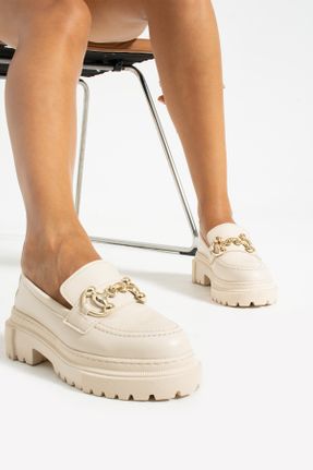 کفش آکسفورد بژ زنانه چرم مصنوعی پاشنه متوسط ( 5 - 9 cm ) کد 763252695