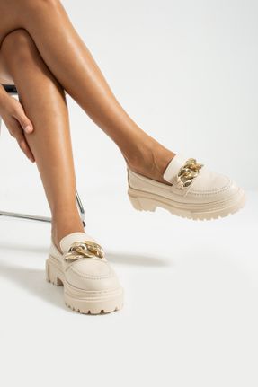 کفش آکسفورد بژ زنانه چرم مصنوعی پاشنه متوسط ( 5 - 9 cm ) کد 763259435