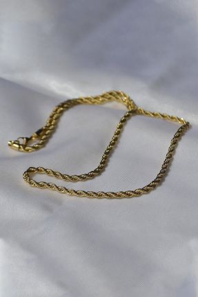 گردنبند استیل طلائی زنانه استیل ضد زنگ کد 99516845