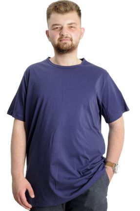 تی شرت سرمه ای مردانه سایز بزرگ پنبه (نخی) کد 763951674