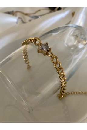 دستبند استیل طلائی زنانه فولاد ( استیل ) کد 762315083