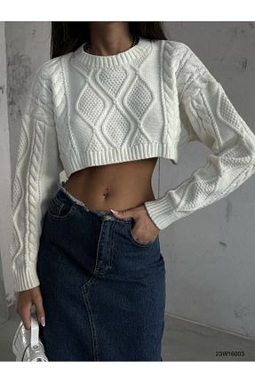 پلیور نباتی زنانه طرح دار vuvutasarım - کد 763110574