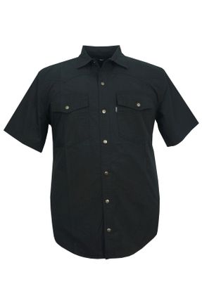 پیراهن مشکی مردانه سایز بزرگ پنبه (نخی) کد 762807361