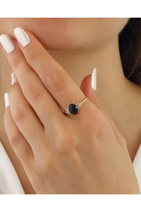 انگشتر نقره طلائی زنانه یاقوت کبود MEKS JEWELS - کد 763054043