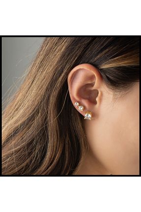 گوشواره نقره طلائی زنانه 925 عیار Gümüşistan - کد 356833267