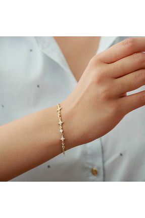 دستبند نقره طلائی زنانه 925 عیار Gümüşistan - کد 745947827