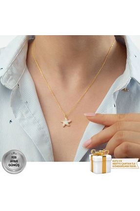 گردنبند نقره طلائی زنانه 925 عیار Gümüşistan - کد 740910664
