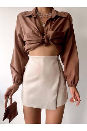 دامن طوسی زنانه پنبه ای KüButik - کد 763294970