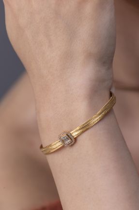 دستبند نقره طلائی زنانه کد 266105610