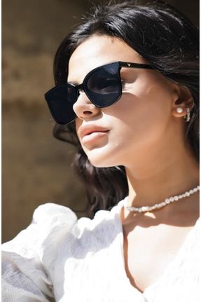 عینک آفتابی مشکی زنانه 50 UV400 سایه روشن بیضی کد 763561986