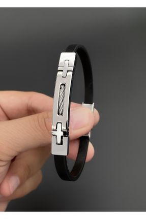 دستبند استیل مشکی زنانه فولاد ( استیل ) کد 763702538
