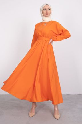 لباس نارنجی زنانه اورسایز بافتنی کد 712289351