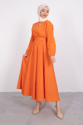 لباس نارنجی زنانه اورسایز بافتنی کد 712289351