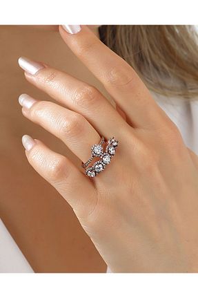 انگشتر نقره صورتی زنانه زیرکن MEKS JEWELS - کد 764021045
