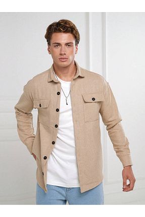 پیراهن بژ مردانه اورسایز YNGMENCLASS - کد 764032150