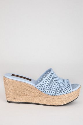 دمپائی آبی زنانه چرم خالص Elile Shoes - کد 90230570