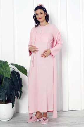 لباس شب حاملگی صورتی زنانه پنبه (نخی) کد 764737304