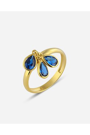 انگشتر نقره طلائی زنانه یاقوت کبود MEKS JEWELS - کد 763006137
