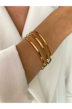 دستبند استیل طلائی زنانه روکش طلا کد 240755418