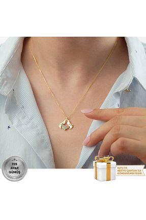 گردنبند نقره طلائی زنانه 925 عیار Gümüşistan - کد 734440062