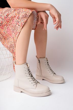 بوت / نیم بوت بژ زنانه چرم مصنوعی meyra