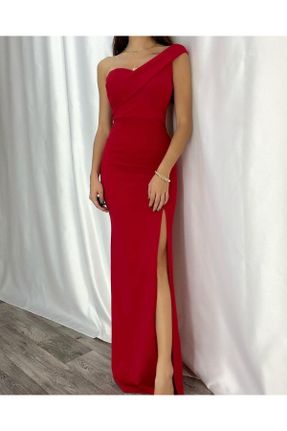 لباس مجلسی قرمز زنانه سایز بزرگ کرپ بدون آستین بدون آستر کد 764190236