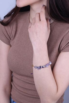 دستبند جواهر بنفش زنانه سنگ طبیعی Dünya Doğal Taş - کد 113383450