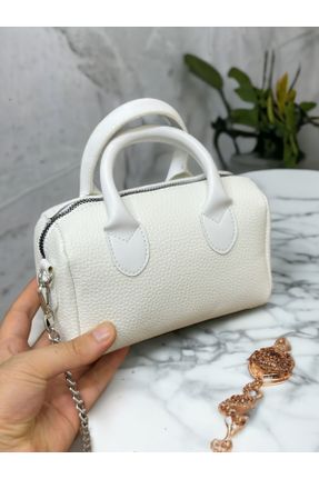 کیف دستی سفید زنانه چرم مصنوعی سایز کوچک کد 764295488