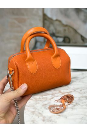 کیف دستی نارنجی زنانه چرم مصنوعی سایز کوچک کد 764295475