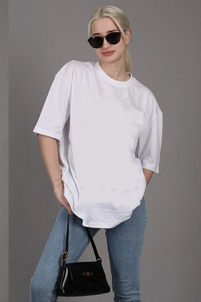 تیشرت سفید زنانه اورسایز JAKARLI - کد 745713289