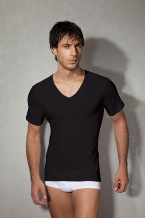 تی شرت مشکی مردانه رگولار پنبه (نخی) کد 764420694