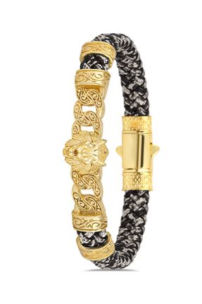 دستبند جواهر طلائی مردانه برنز کد 764757327