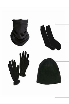 ست شال گردن و کلاه پشمی و دستکش مشکی زنانه پنبه ای Mehmetçiğin Sesi - کد 764823637