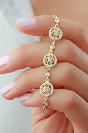 دستبند نقره طلائی زنانه کد 345969002