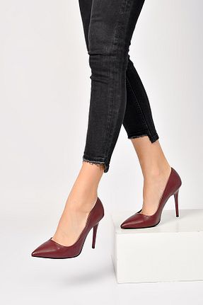 کفش پاشنه بلند کلاسیک زرشکی زنانه چرم لاکی Shoes Time - کد 31987182