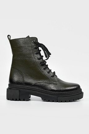 بوت / نیم بوت سبز زنانه چرم خالص TUNAELLİ - کد 765034359