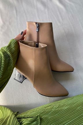 بوت / نیم بوت بژ زنانه چرم مصنوعی BZC AYAKKABI - کد 765231662