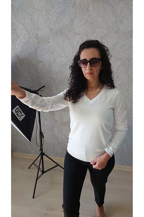 بلوز سفید زنانه ساده MARGO BUTİK - کد 765427885