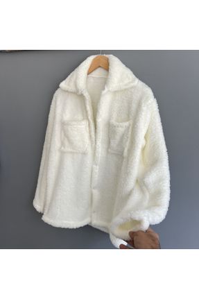 کت سفید زنانه رگولار پشم گوسفند بدون آستر کد 765390412