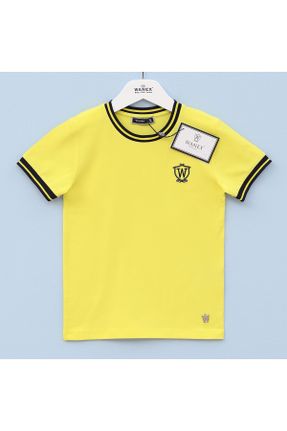 تی شرت زرد بچه گانه رگولار یقه گرد پنبه (نخی) تکی کد 704370797