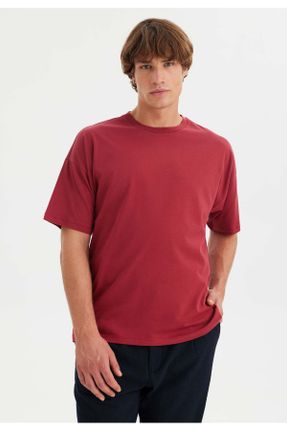 تی شرت قرمز مردانه اورسایز یقه گرد تکی کد 766039959