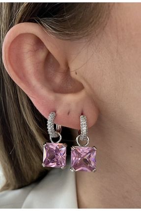 گوشواره جواهر صورتی زیرکن Pinery Jewels - کد 766124329
