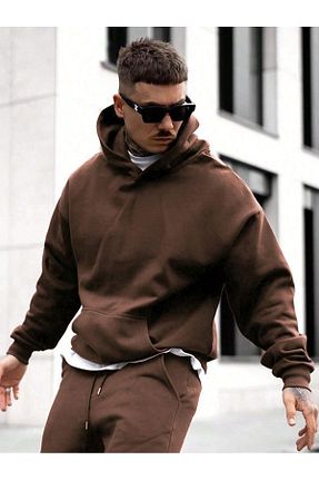 سوئیشرت قهوه ای مردانه ساده Mad&Calf - کد 766815853