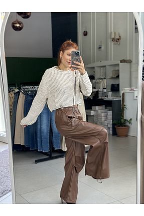 شلوار قهوه ای زنانه چرم مصنوعی İstanbul - کد 765827870