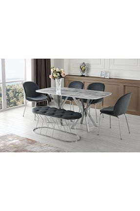 میز ناهار خوری طوسی ثابت Erezogulları Mobilya - کد 765426712