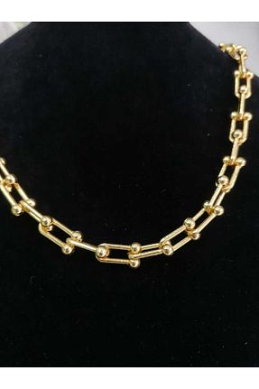 گردنبند استیل ( فولاد ) طلائی زنانه استیل (فولاد) Pink Bijuteri - کد 765428496