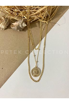 گردنبند جواهر طلائی زنانه روکش نقره Petek Collection - کد 765711298