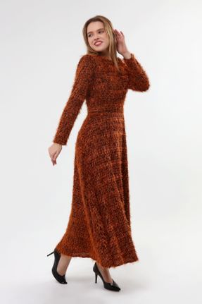 لباس مجلسی نارنجی زنانه پشم اسلیم فیت یقه دوبل بدون آستر کد 765713691