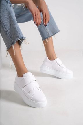 کفش اسنیکر سفید زنانه چسبی Scarpebutik - کد 711653878