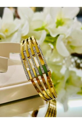 دستبند استیل طلائی زنانه استیل ضد زنگ کد 765810179